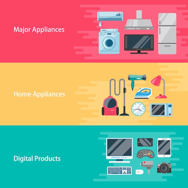 Appliances flat design illustration major