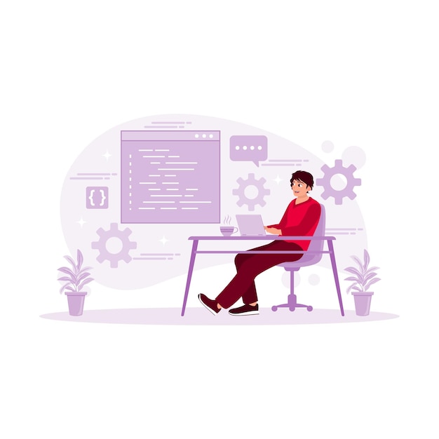 application developers develop software application programs in front of a computer screen