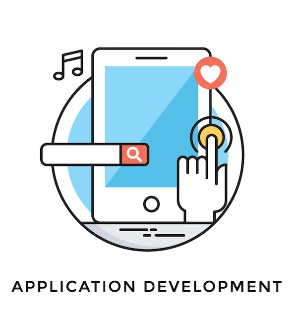 Vettore icona di vettore piatto di sviluppo dell'applicazione