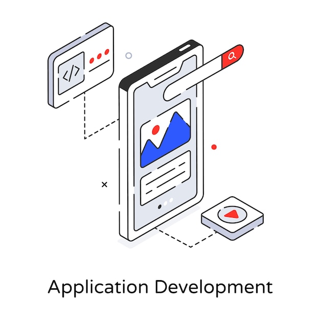 Значок линии разработки приложений в 3d стиле