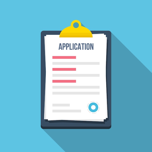 Application document form in a flat design. Vector illustration