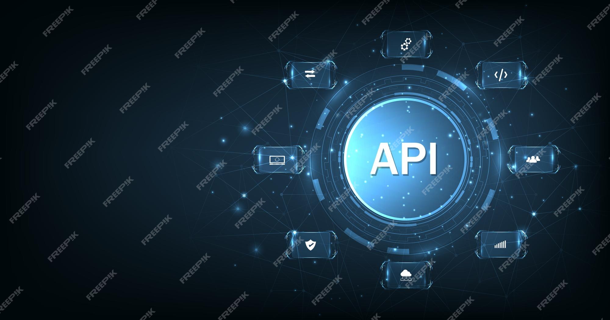 Premium Vector | Application Programming Interface API on blue background