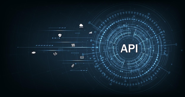 API интерфейса прикладного программирования на синем фоне