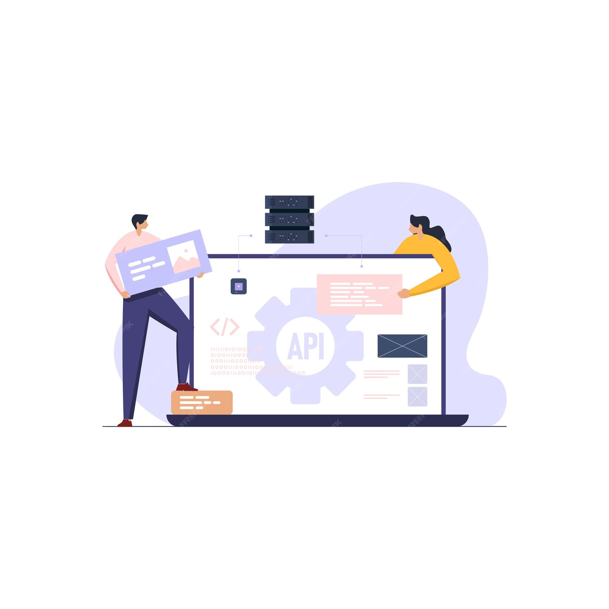 Premium Vector | Application programming interface concept mobile ...