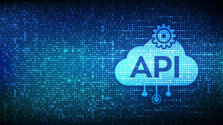 Vector application programming interface icon made with binary code api technology concept software development tool data integration digital binary code background with digits 10 vector illustration