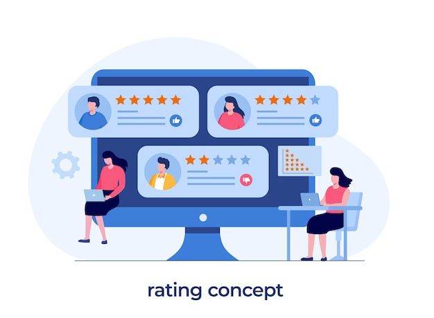 Vector application rating concept, technology, customer satisfaction, review, ui and ux, social media, flat illustration vector