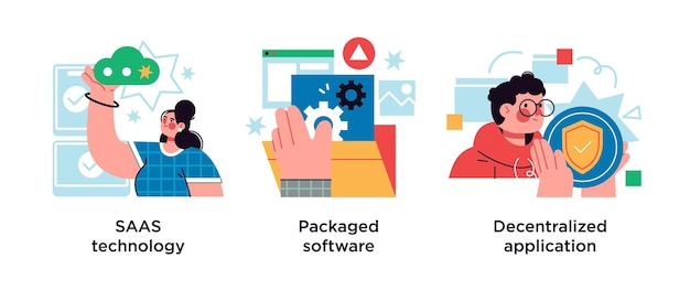 Insieme dell'illustrazione di vettore del concetto astratto del servizio dell'applicazione