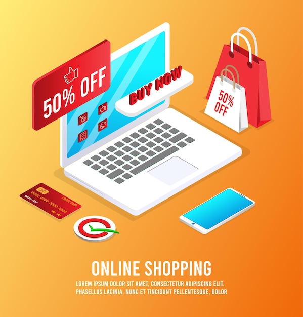 application smartphone mobile and computer payments online transaction shopping online process on smartphone vecter cartoon illustration isometric design