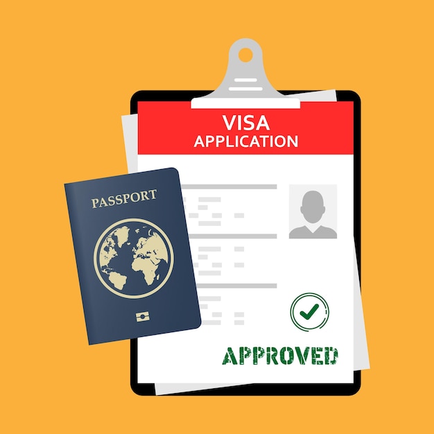 Application visa Document for travel. Passport with tickets, money Visa application