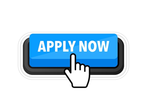 Apply now button with cursor Pointer click Vector web button