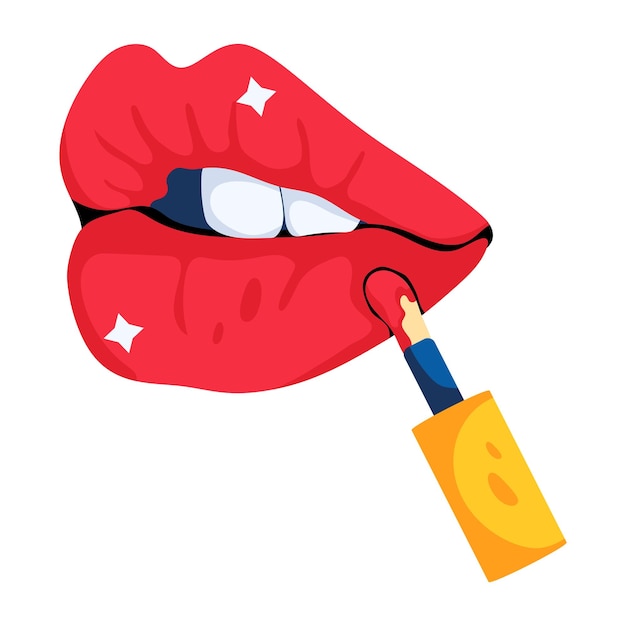 Vector applying lip gloss flat icon