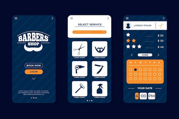 Vector appointment booking for barber shop app