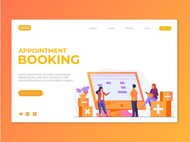 Vector appointment booking landing page design, landing page design, landign page template