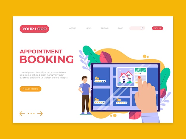 Vector appointment booking landing page design, landing page design, landign page template