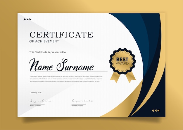 Appreciation and Achievement Certificate Template Design Clean modern certificate