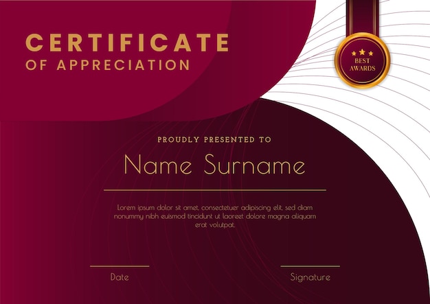 Vector appreciation and achievement certificate template design