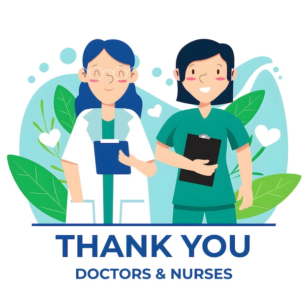 Vector appreciation illustration of doctors and nurses