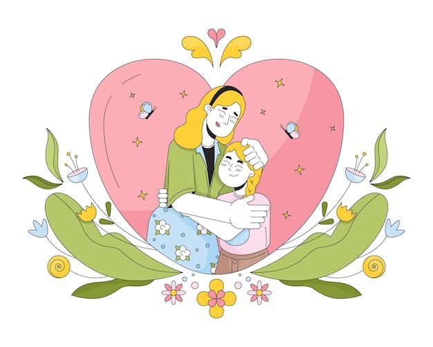 appreciation mother day 2d linear illustration concept