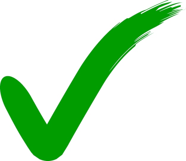 Vector approve calligraphic checkmark sign ok green hand drawn brush