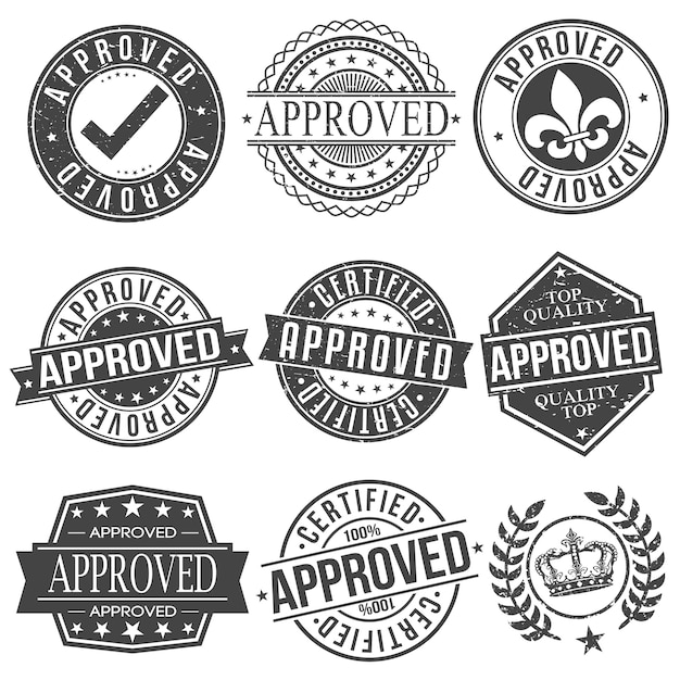 Vector approved certified warranty top quality stamp design retro