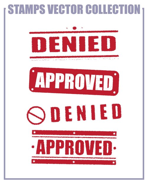 Vector approved and denied stamps vector collection red stamps collection