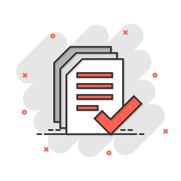 Approved document icon in flat style authorize vector illustration on white isolated background agreement check mark business concept