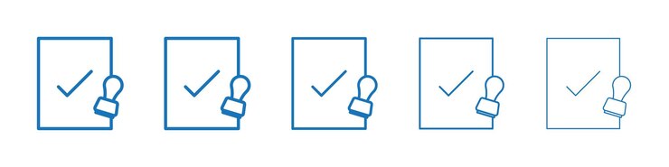 Vector approved document icon symbol collection thin outline set