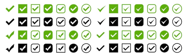 Approved icon Black and green check mark vector icons Check mark icons Vector illustration