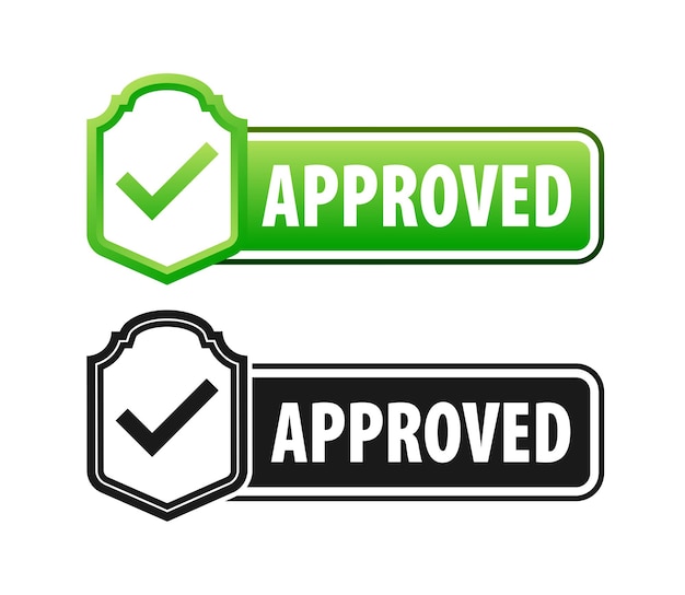 벡터 확인 표시가 있는 승인 라벨 공식 승인 및 제품 품질 확인