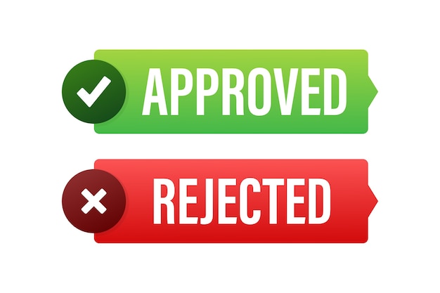 Approved and rejected label sticker icon illustration