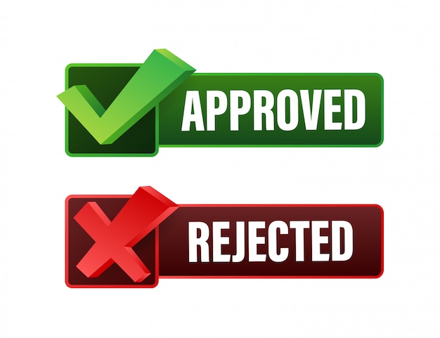 Approved and rejected label sticker icon.  stock illustration.