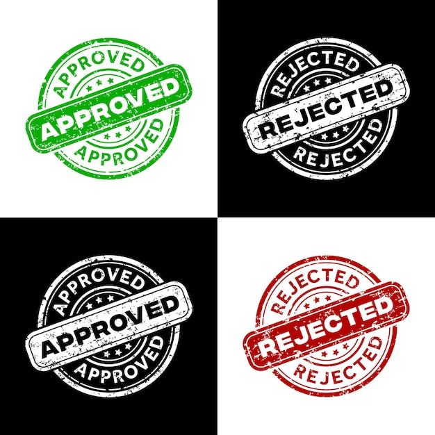 Vector approved and rejected rubber stamps illustration