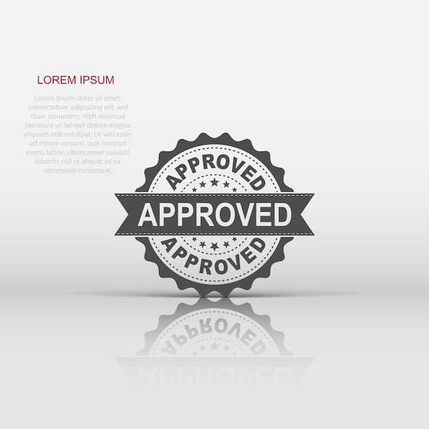 Approved seal stamp vector icon Approve accepted badge flat vector illustration Business concept pictogram on white background