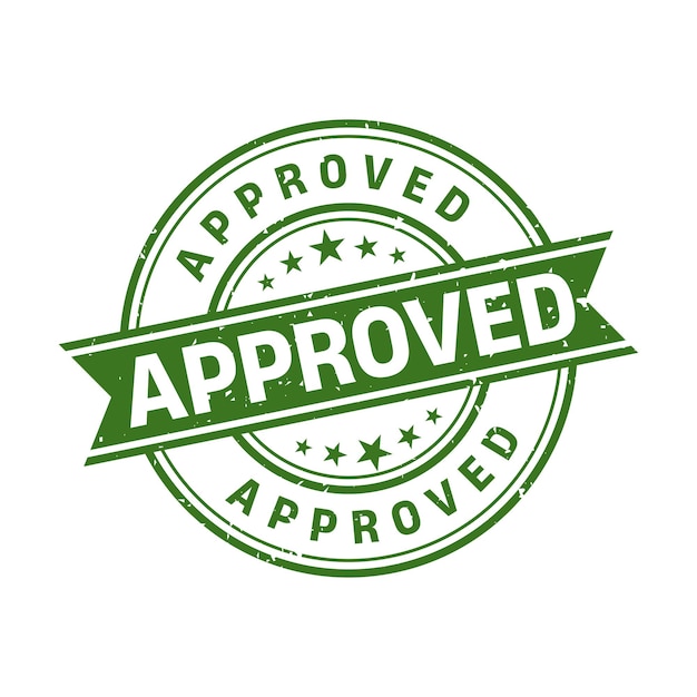 Vector approved stamp approved round sign with ribbon