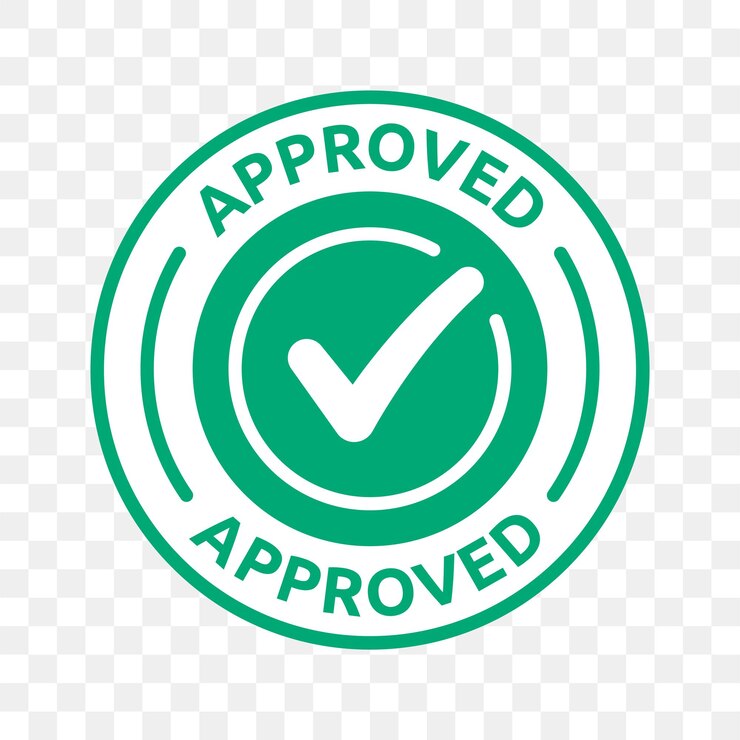 Approved stamp seal isolated on transparent background.