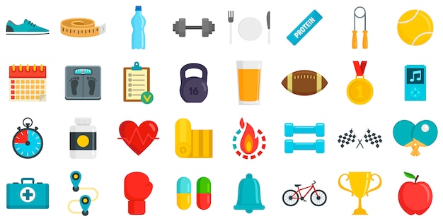 Apps for fitness icons set