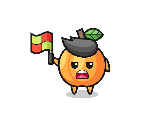 Apricot character as line judge putting the flag up