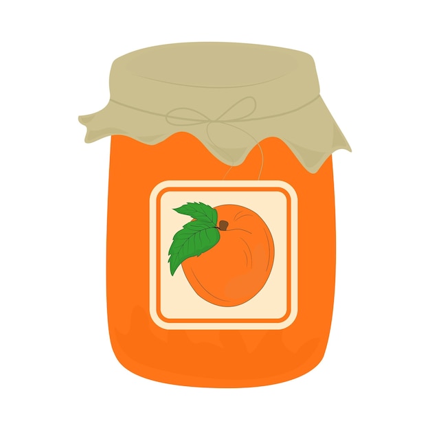 Vector apricot jam in glass jar bottle with preserve canning natural product healthy eating and diet