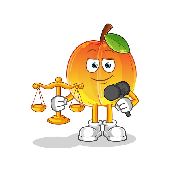 Apricot lawyer cartoon isolated on white