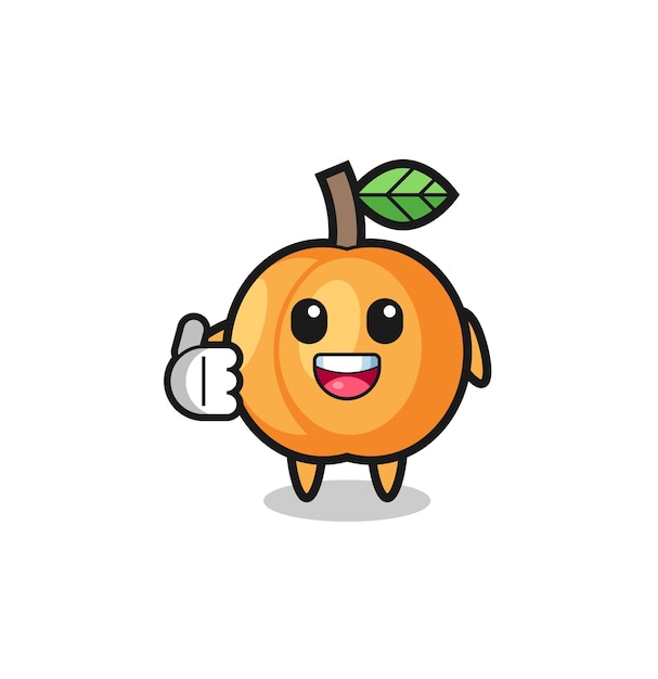 Apricot mascot doing thumbs up gesture cute design