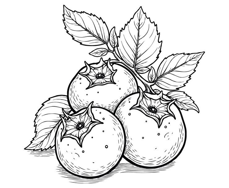 Vector apricots fruit coloring page colored illustration