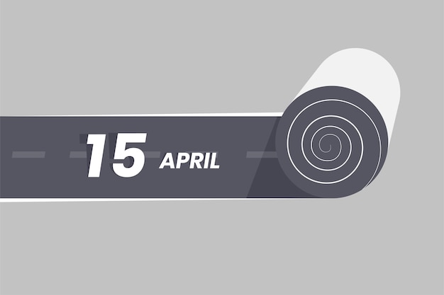 April 15 calendar icon rolling inside the road 15 April Date Month icon vector illustrator