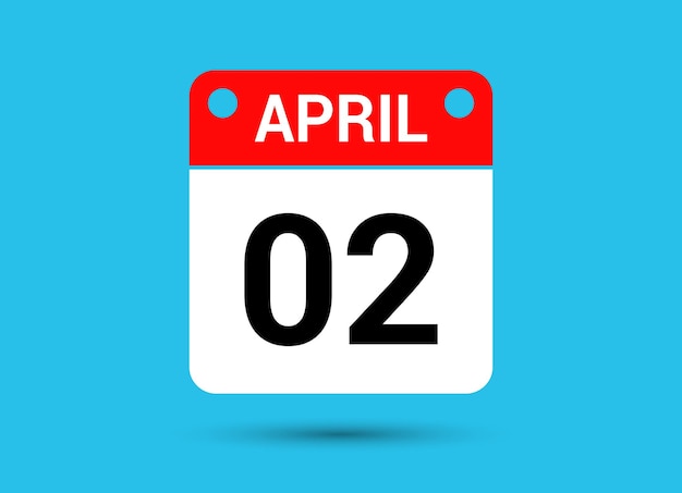 Vector april 2 calendar date flat icon day 2 vector illustration