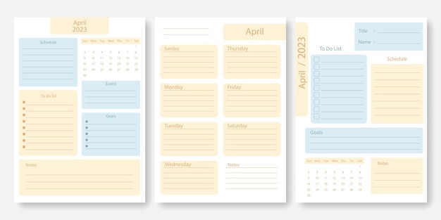 April 2023 Monthly planner template