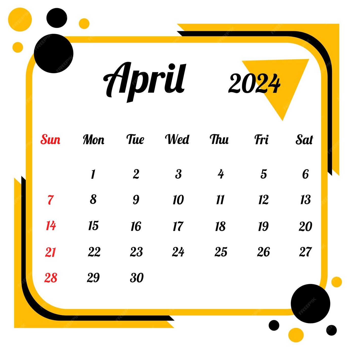 Premium Vector April 2024 Calendar