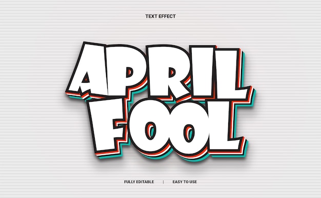 Vector april fool 3d tekst-effect volledig bewerkbaar