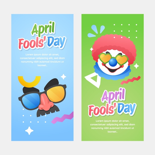 April fools day banners in flat design