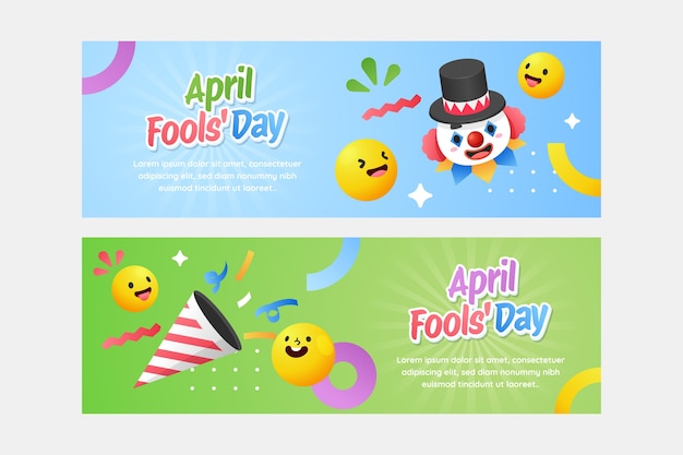 April Fools Day banners in plat ontwerp