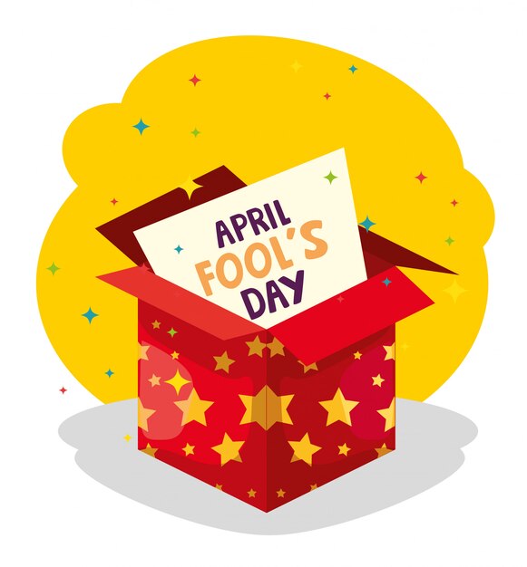 April fools day and box with stars