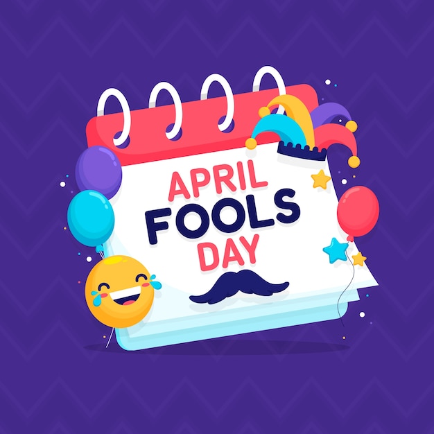 Vector april fools day and calendar with balloons